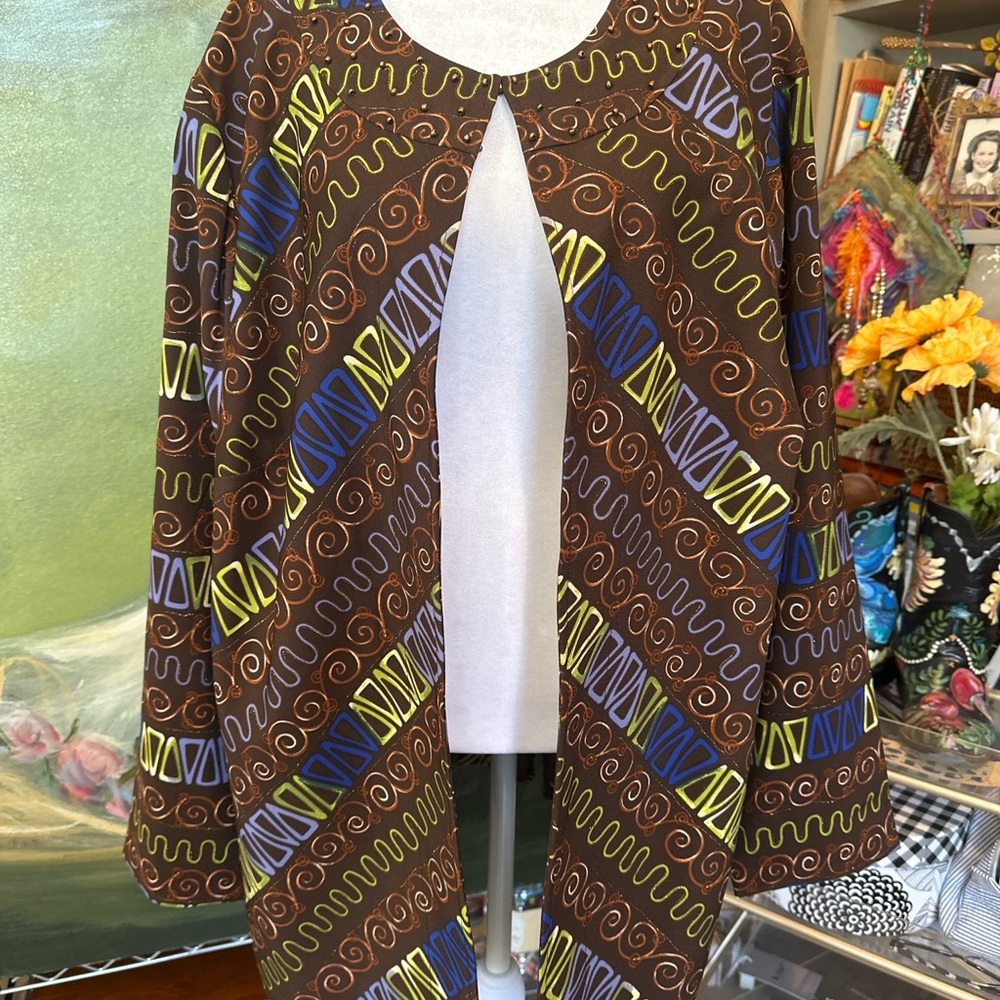 🧥 Maggie Barnes Multi-Color Open-Front Jacket / Topper - Picture 3 of 5